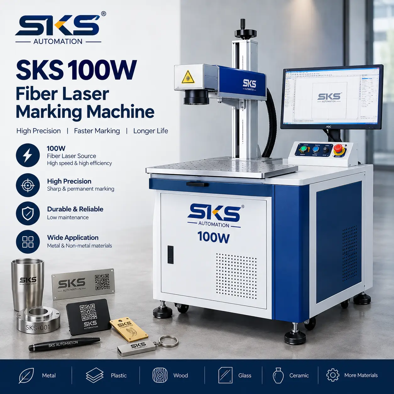 SKS 100W Fiber Laser Marking Machine